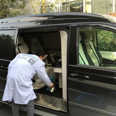 綠城·藍色錢江業主奔馳房車空氣甲醛質量檢測